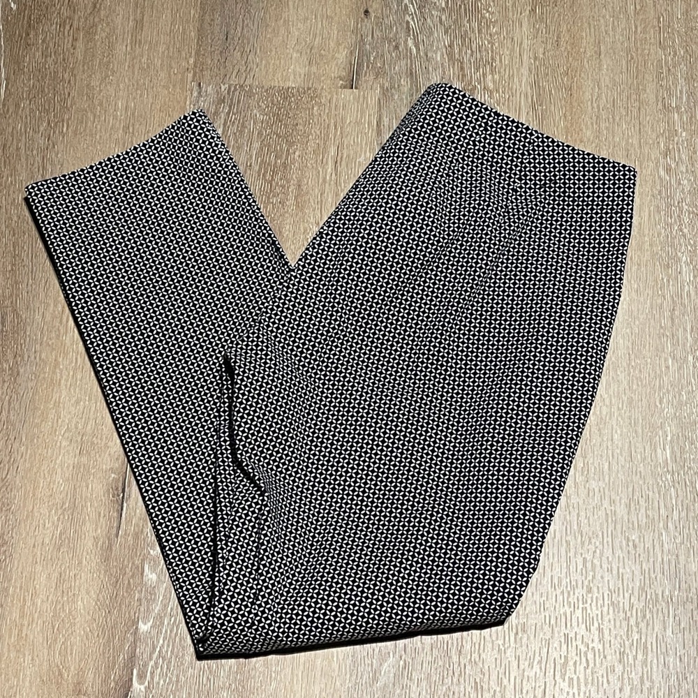 J.Jill‎ Petite Black White Geometric Print Straight Leg Pants Size 2